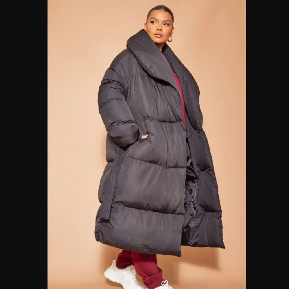 NWT PrettyLittleThing Oversized Longline Puffer Coat, Black, XXL - Picture 4 of 12